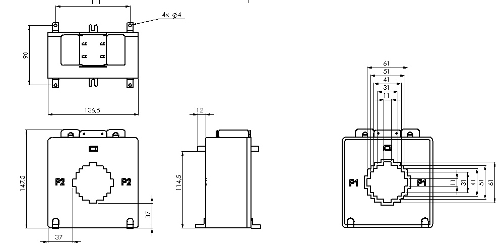 Přístrojový transformátor proudu CLH60;400/5A;10VA;0,2S